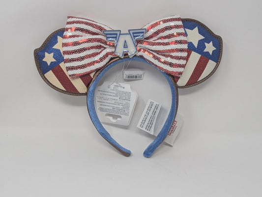 Captain America Logo Marvel Minnie Mouse Sequin Bow Ears Headband Disney Parks