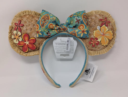 Polynesian Resort Disney Tiki Floral Minnie Mouse Bow Ears Headband