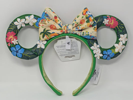 Caribbean Beach Resort Floral Minnie Mouse Bow Ears Headband Disney